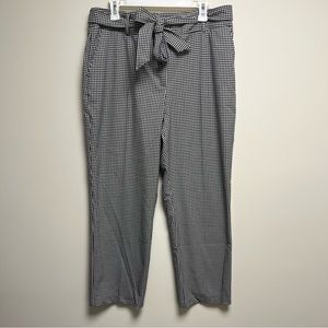 Joie Black White‎ Gingham tie high waist pants size 14